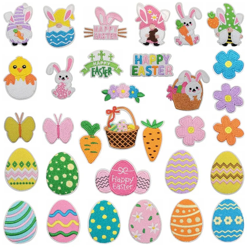 Cartoon Easter Theme Handmade Nonwoven Felt Iron-On Embroidery Garment Patches for DIY Accessories