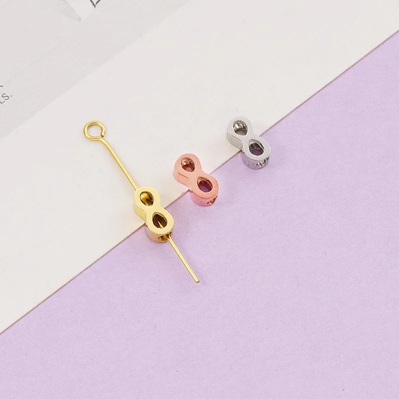 Custom Design Low MOQ Steel 8 Sign Pendant Stainless Steel Infinity Sign Charm Pendant for Bracelet Necklace Use