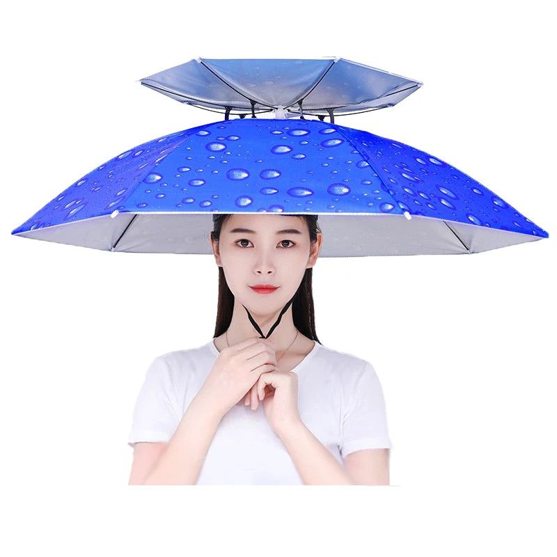 Promotional Double Layer Head Hat Umbrella Sun Shade Rain Proof Fishing Umbrella Parapluie Sombrillas Wear Umbrella
