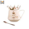 Promotional Nordic Crown Ceramic Cup Covered Mug Gift Gold Plated Mug Coffee Cup Couple Coffee Cup