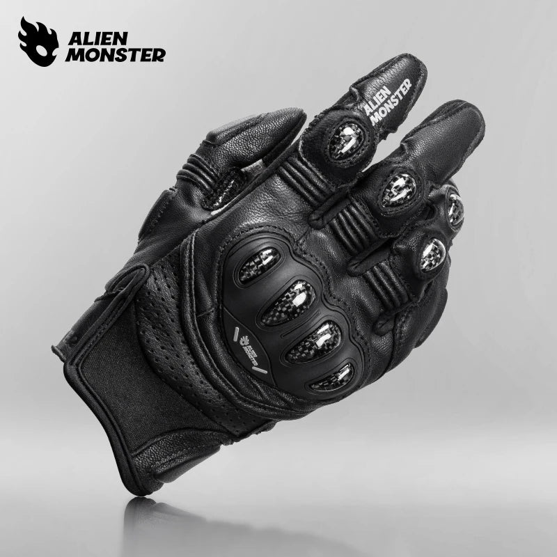 Motorcycle Riding Gloves Men's Summer Motocross Racing Protective Gloves Breathable Touch Screen Leather Gloves