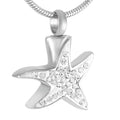 Stainless Steel Crystal Starfish Cremation Urn Jewel Ashes Memorial Urn Necklace Pet Lovely Keepsake Pendant Starfish Star Gift