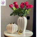 Electroplating Creative Golden Ceramic Open Vase Hotel Restaurant Model Room Wedding Living Room Tea Table Onion Vase Ornaments