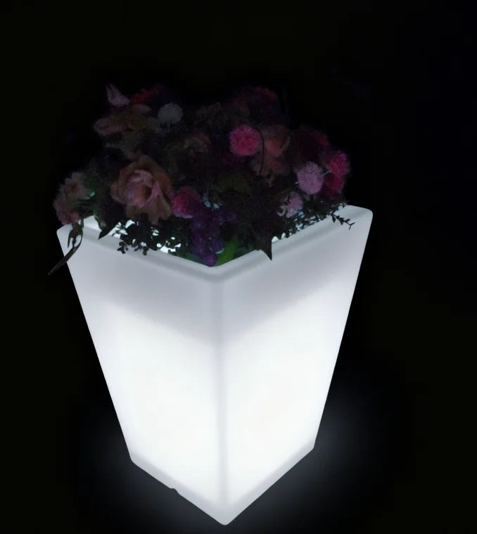 Illuminated LED Tall Big Led Glow Flower Pot Solar Garden Lights Outdoor Floor Lamp Led Flower Planter
