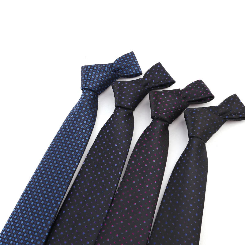 Dark Color Dot Patterned High-end Color Woven Necktie Business Floral Polyester Tie for Banquets