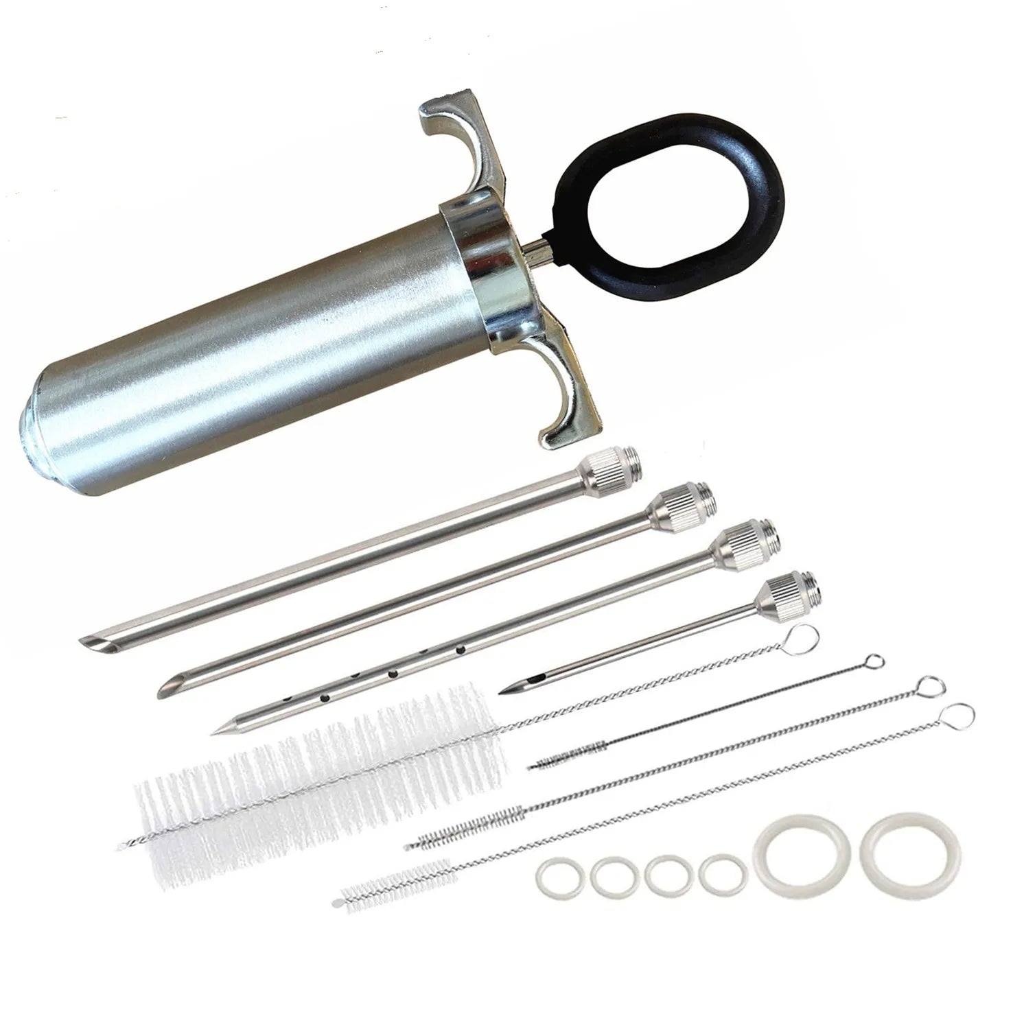 Stainless Steel Meat Injector Syringe with Large 2-oz Capacity  4 Marinade Needles