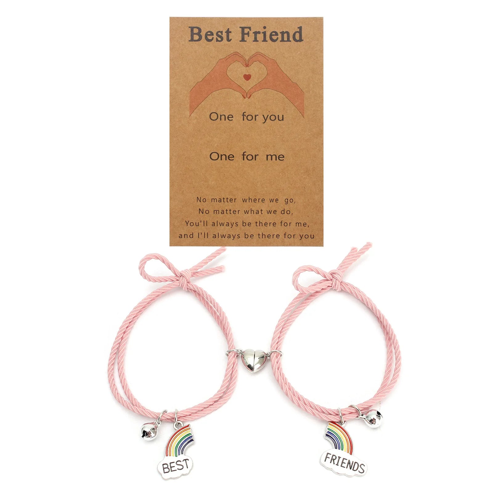 SC New Arrival Cute Rainbow Bracelet Stylish Handmade Rope Best Friends Bracelet Trendy Magnetic Heart Bracelet Set for Friends