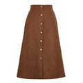 Vintage Corduroy Maxi Skirt With Buttons Autumn and Winter Ladies High Waist Casual Womens Long Skirts
