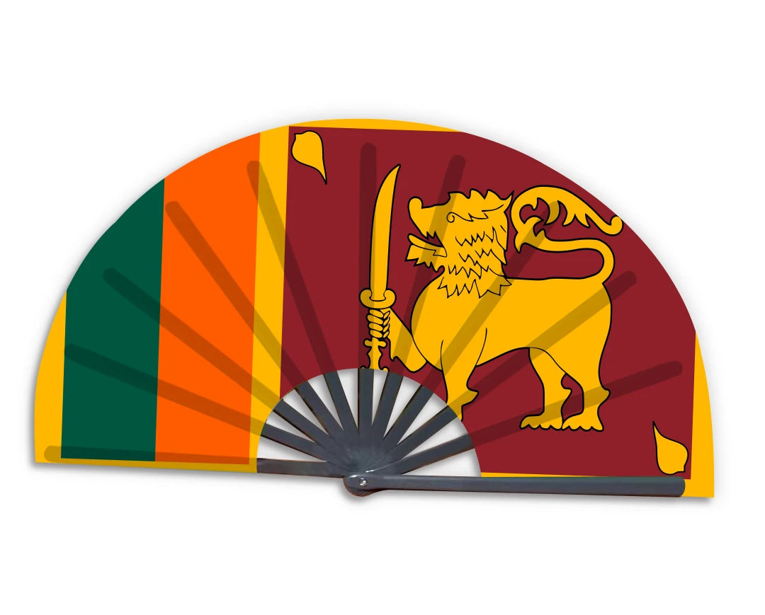 New Product Customized National Country Flag Sri Lanka Folding Bamboo Hand Held Fan