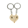 2pcs Christmas Gift Family Sisters Keychain Big Sis Little Sis Broken Heart Puzzle Key Holder for Bags Rhinestone Women Jewelry