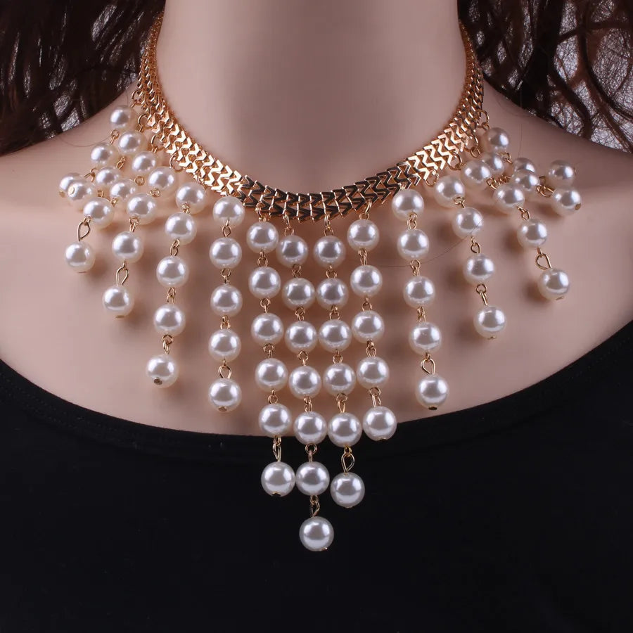 Bridal Jewelry Sets Wedding Jewelry Necklaces Earrings Sets Simulated Pearl Popular Elegant Fans Zinc Alloy Opp Bag BOHEMIA 100g