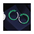 Emerald Green Zircon Earrings Women Luxury Rhodium Plated Fashion Emerald Green Diamond Big Circle Stud Earrings