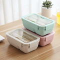 Portable Wheat Straw Lunch Box with Lid Microwave Oven Safe Students Canteen Simple Food Container