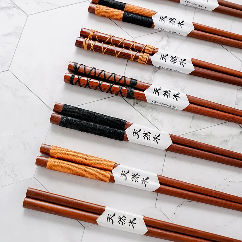 Wire-wound Wooden Chopsticks  Chopsticks Gift Set Reusable Natural Bamboo Chopsticks Black Handmade Box