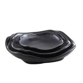 High Quality Bpa Free Melamine Black Sushi Plates Japanese Tableware Sushi Set