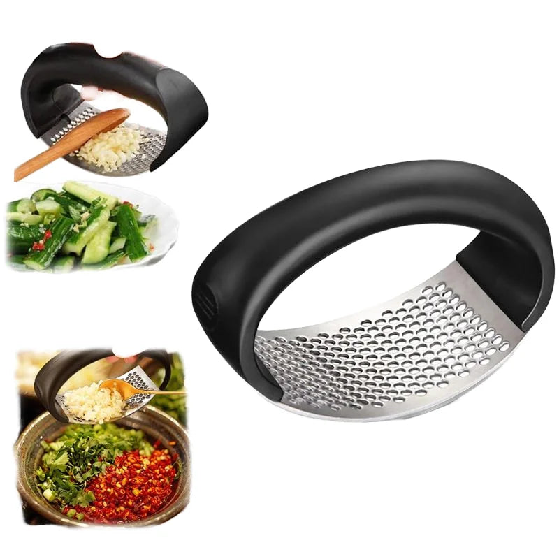 2025 Kitchen Accessories Custom Logo Potato Masher Premium Garlic Press 304 Stainless Steel Crusher Mincing Garlic Sustainable