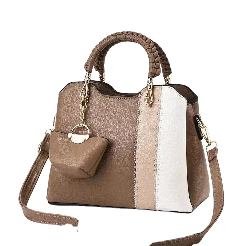 2024 New Solid Color Crossbody Bag Set Versatile Large Capacity Two-Piece Zipper Simple Fashionable Design Made PU for Femm Sac