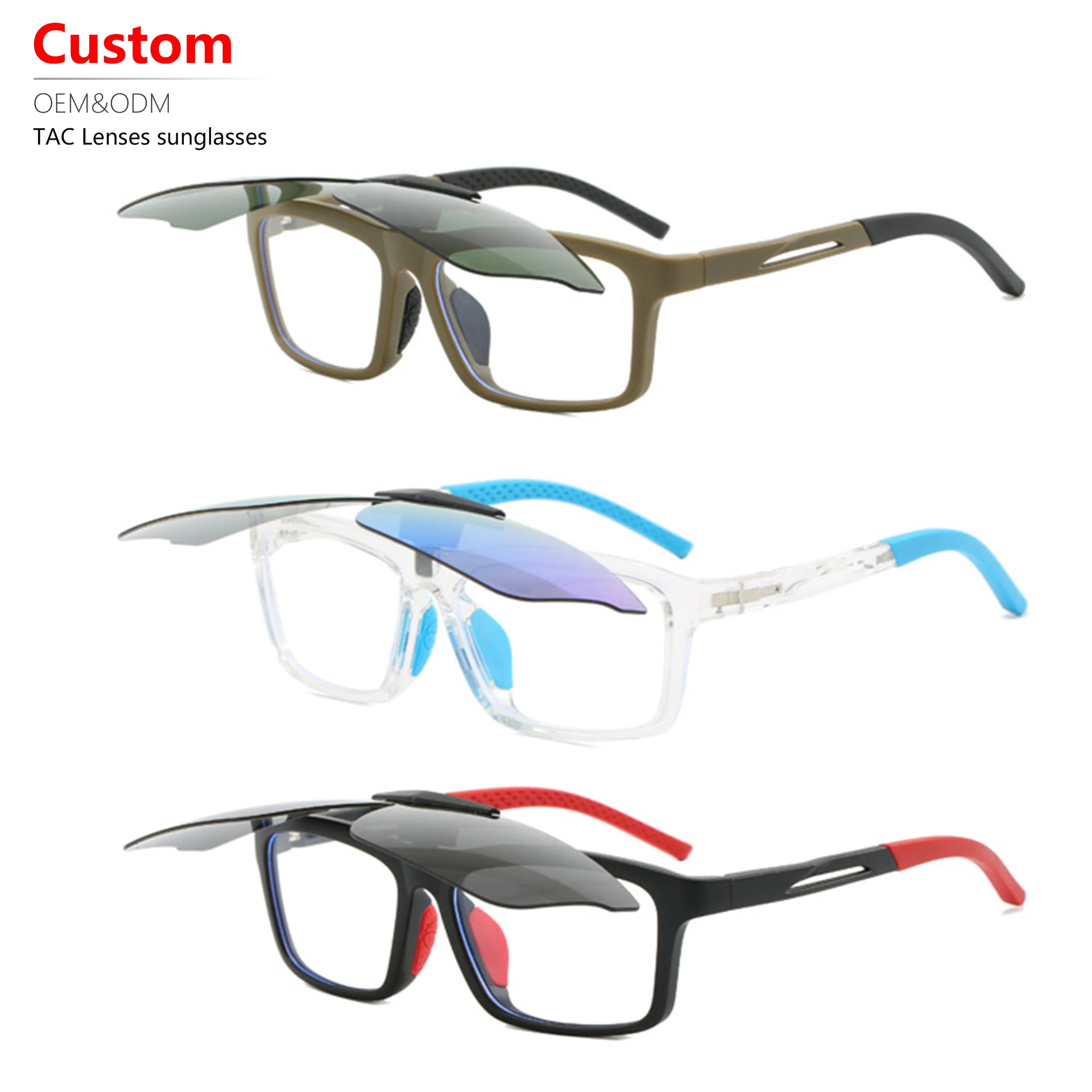 New Arrival Custom Logo Unisex Cycling Goggles Clip-on Glasses TR90 Frame UV400 Polarized Sports Sunglasses for Men and Women