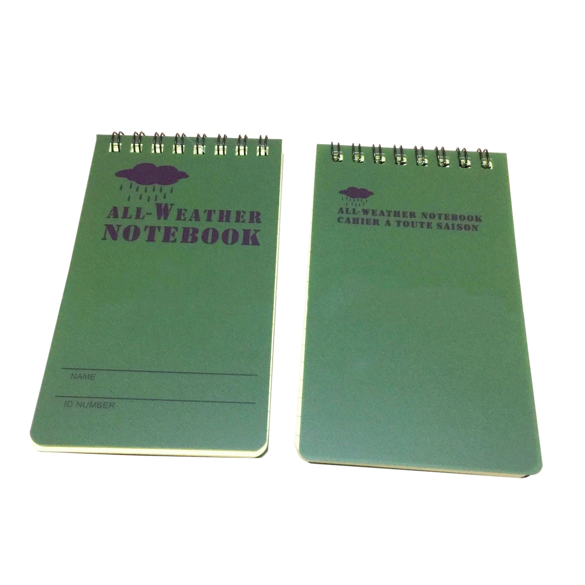 Tactical Waterproof Notebook Green Rainproof Notebook for Hunting Custom Printed LOGO