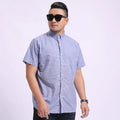 2023 Short-sleeved Shirt Men's Business Casual Slub Cotton Fat Man Fat Brother Thin Summer Shirt