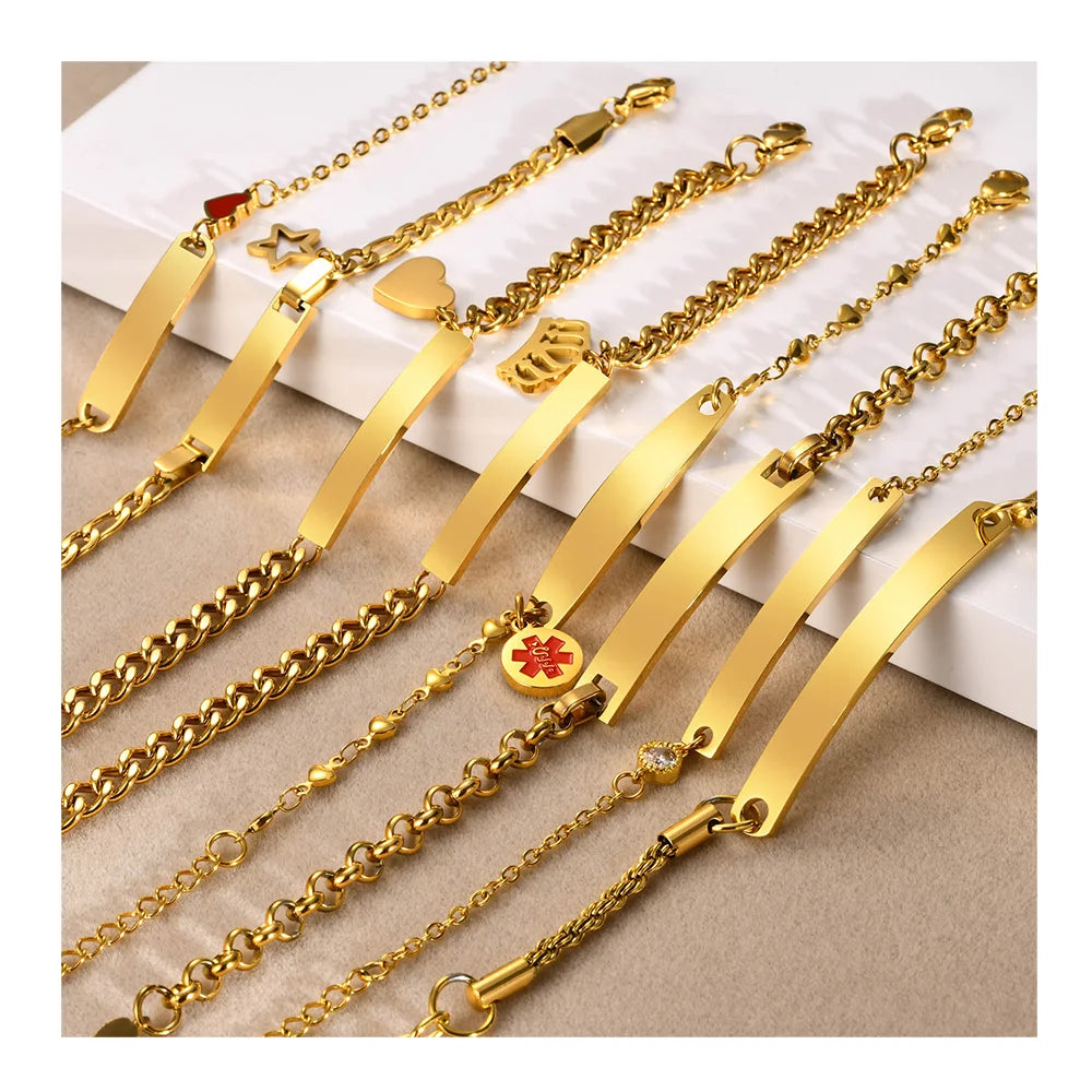 New Arrival Adjustable 18k IP Gold Plated Stainless Steel Heart Charm Non Tarnish Bangles Jewelry Women