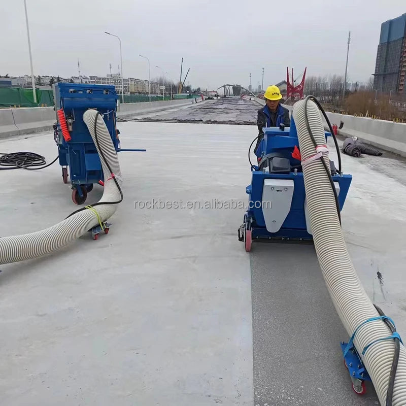 ROCKBEST Concrete Road Surface Floor Shot Blasting Machine 270mm Working Width >200/h Efficiency Steel Grit 11KW Automatic