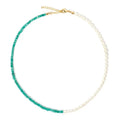 INS Trendy Minimal Jewelry 18k Gold Chain Layered Custom Turquoise Natural Gemstone Beads Necklace