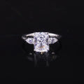 Abiding Custom Three Stone Ring Pear & Radiant Cut 7x9MM 4 Prong Setting 3CT Moissanite Diamond Ring Silver 925