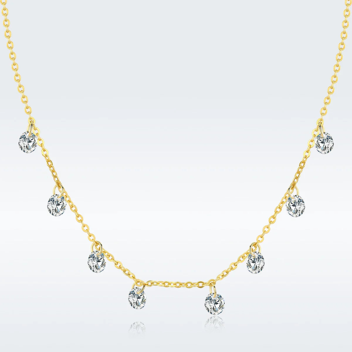 925 Sterling Silver Dazzling Cubic Zircon Round Circle Pendant Necklace Classic Link Chain for Wedding Gift Engagement