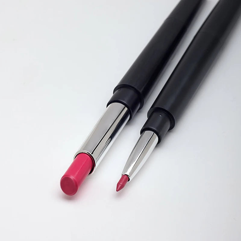 Wholesale High Pigment Vegan Waterproof Long Lasting Double-end Lipstick Lip Liner 2 in 1 Lip Liner Lipstick Set Private Label