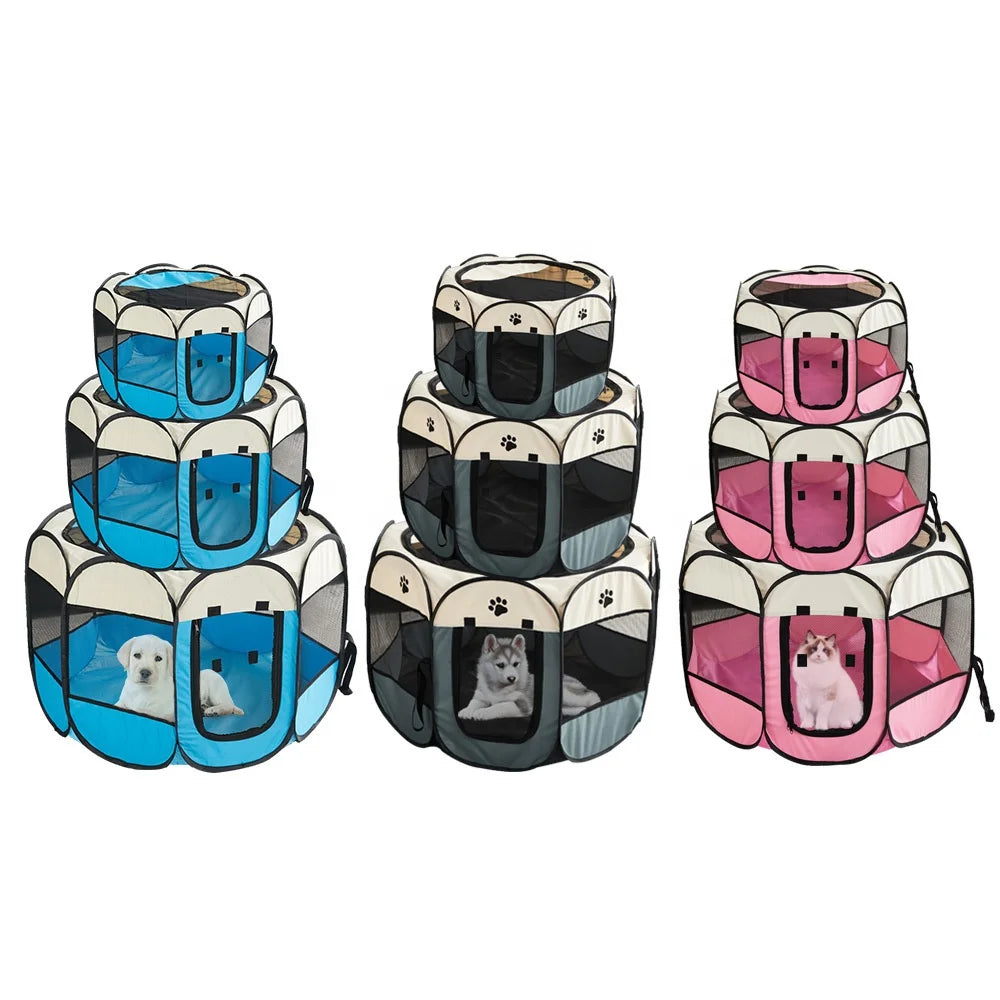 Foldable Fabric Octagonal Pet Playpen for Pets Indoor Outdoor Travel Hiking Camping Kennel Cat Delivery Room