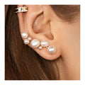 HOVANCI Boho Vintage 5pcs/set Imitation Pearl Ear Cuff Earrings Set Gold Plated Pearl Clip on Earrings for Women