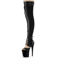 20CM High Heel Lace up Black Stripper Gothic Exotic Dancer Boots 8 Inch Pole Dance Platform Cross Women's Over-the-knee Boots