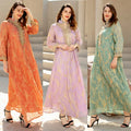 2022 Ramadan Spring and Summer Women's Arab Clothes Long Sleeve Abaya Dubai Middle East Swing Dress Turkey Abaya