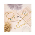 Duyizhao Ew Fashion Stainless Steel Blue Eye Bracelet Earring Necklace Set Blue Water Drop Diamond Eye Necklace