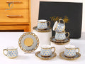 QIAN HU 2026 New Ethiopian Gold-Plated Ceramic Coffee Tea Cup Saucer Set High Eco-Friendly Drinkware Kitchen Christmas Stocked