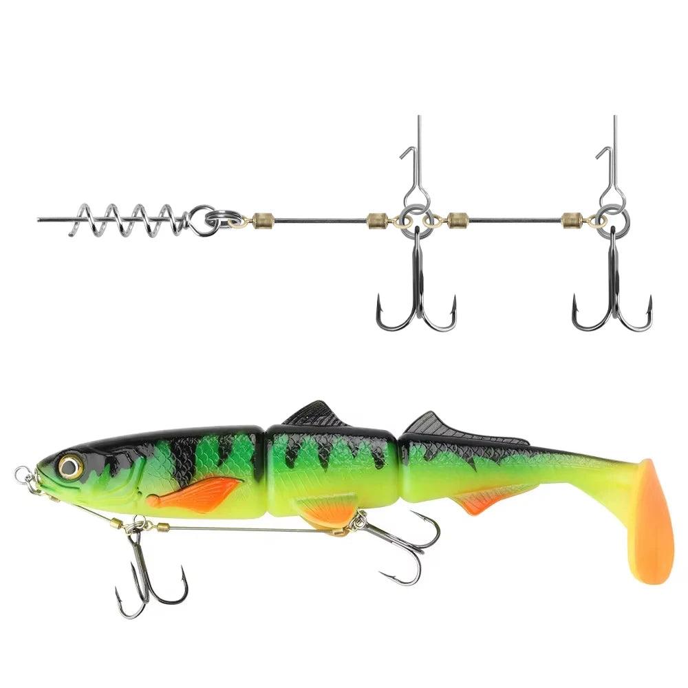 Spinpole Stinger Fishing Rig Hook for Big Shad Center Pin Screw Connector Set Pike Bass Perch Bait Barbed Sharp Treble Fish Hook