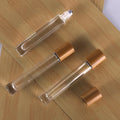 10ml Clear Glass Steel Roller Roll-on Bottle Thick Bottom with Bamboo Cap round & Square Design