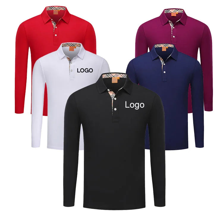 2024 New Custom Cotton for Polo Shirts for Men Sublimation Print Logo Long Sleeve Casual Embroidered for Polo T-Shirt