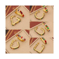 Fashion Mexican Jewelry Earrings Oro Laminado 18K Stainless Steel Rainbow Huggies baguette Cubic Zirconia Hoop Earring