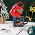Creative Christmas Ceramic Mug with Lid Spoon Large Capacity Household Cute Coffee Mug Cup with Lid Christmas Gifts