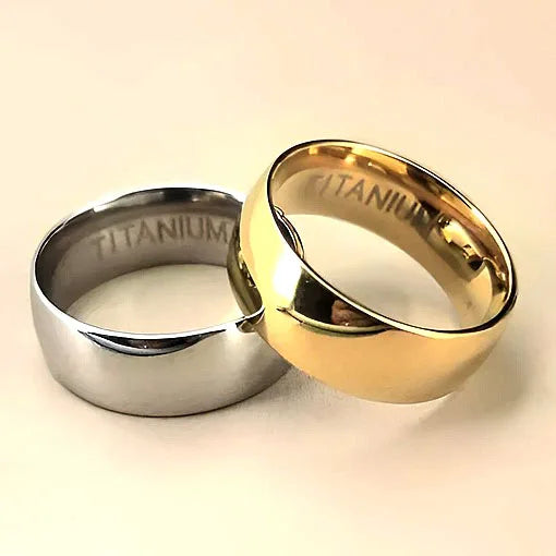 Dingchao Minimalist Classic Fashion Rings 8mm Slim Titanium Steel Polished Silver Gold for Men Women Stainless Steel Main