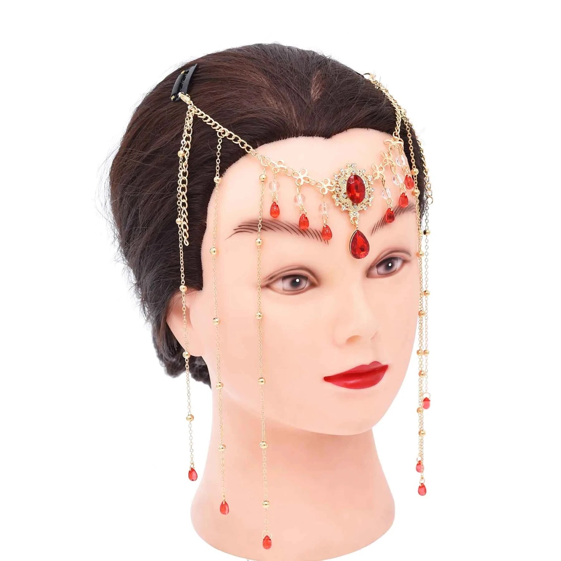 Long Tassel Women Headband Rhinestones Pendant Antique Wedding Hair Jewelry
