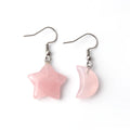 New Natural Crystal Stone Healing Moon Star Earrings for Women Gemstone Crystal Stainless Steel Gemstone Earrings Jewelry
