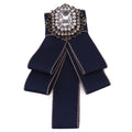 Jachon Classic Simple Big Diamond Pearl Neck Bow Tie Fabric Bowknot Party Brooch Pin