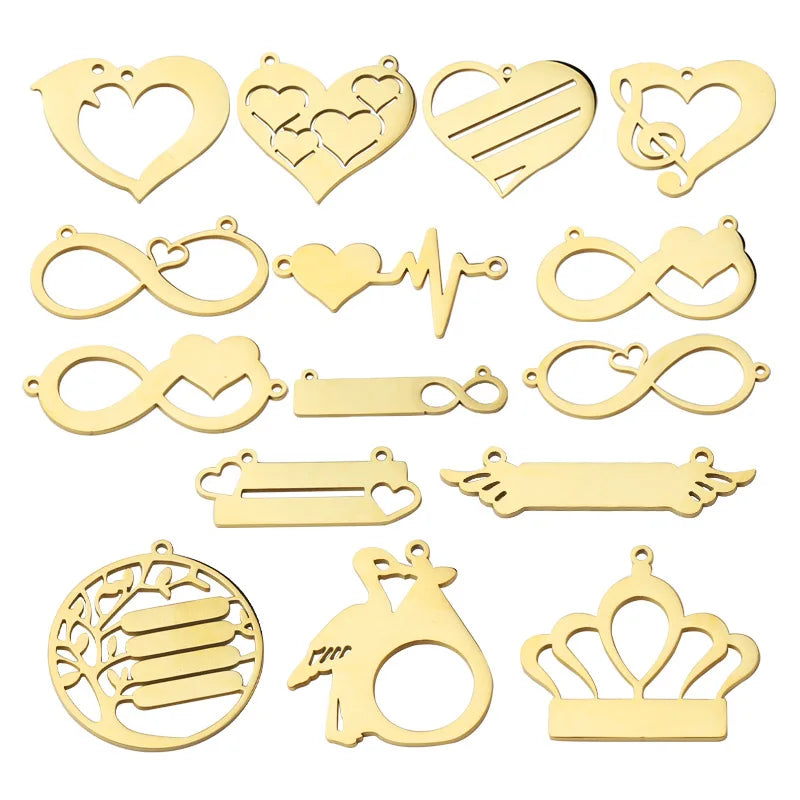 Custom Logo 18K Gold Plated Stainless Steel Triangle Shape Beads Jewelry Pendant for Couple Wholesale DIY Necklace Making