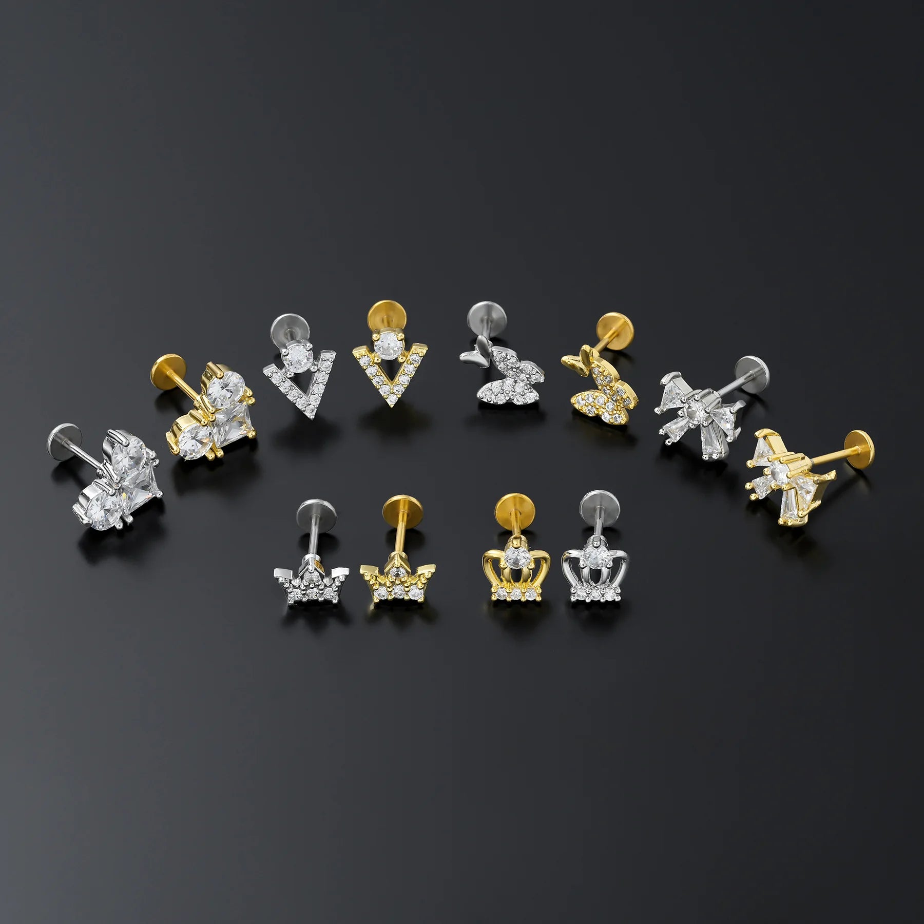 Premium G23 Titanium Flat Back Earrings Hypoallergenic Nickel Free Lip Studs Secure Push Fit Piercing Jewelry