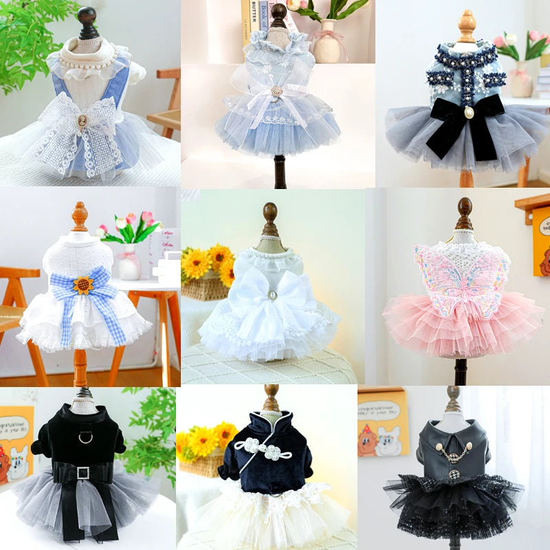AutumnWinter New Fashion Sequin Skirt Pet Dogs Cats Dress Lace-Direct Skirt Pet Clothes Dog Dresses