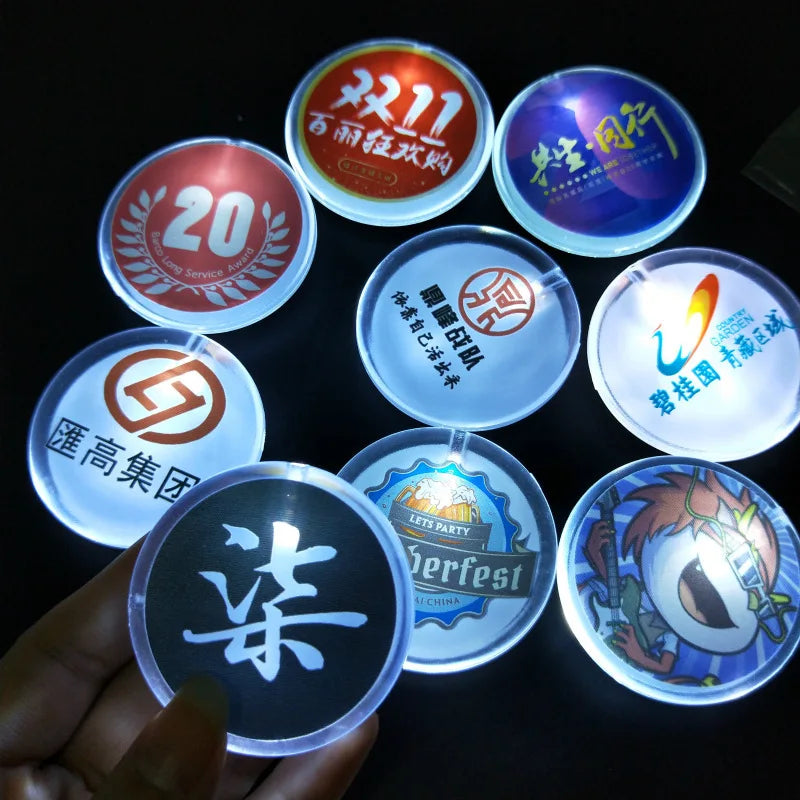 Led Light Badge Love Star Advertising Creative Activity Gift 5cm Round Flash Badge Medal Led Badge