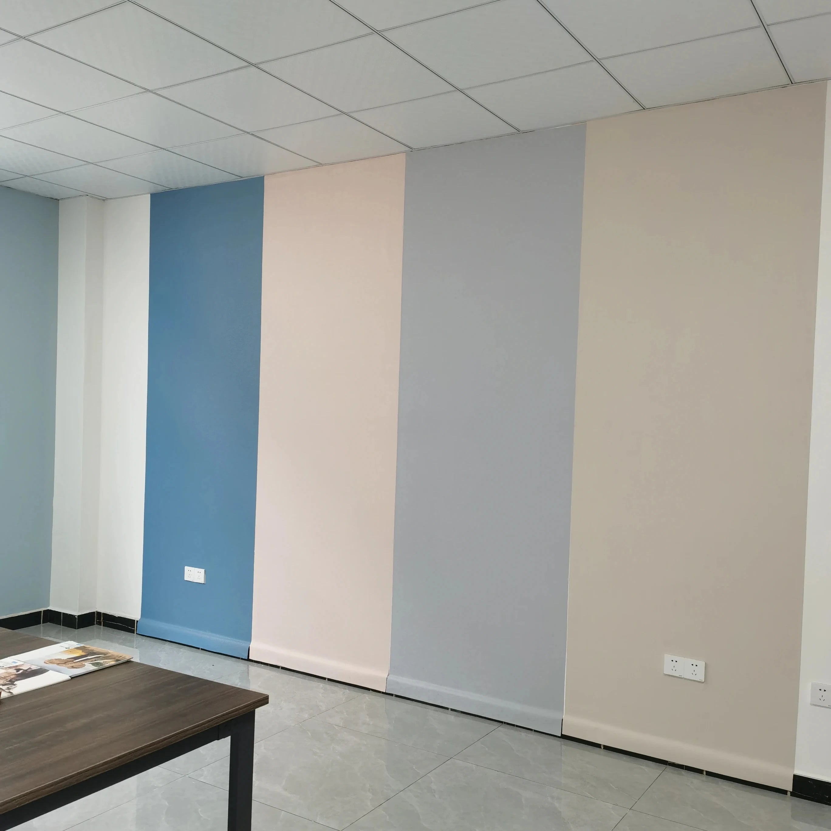 Plain Custom B1 Fire Resistant Certification Large Format Wall Fabric Wall Covering Wall Decoration